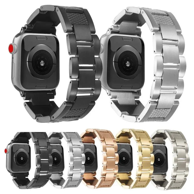 สายรัดนาฬิกาสแตนเลส 3 เม็ดลายเกลียวคลื่น สำหรับ Apple Watch 46 มม. / 49 มม. / 45 มม. / 44 มม. และ Apple Watch 42 มม. / 41 มม. / 40 มม. / 38 มม.