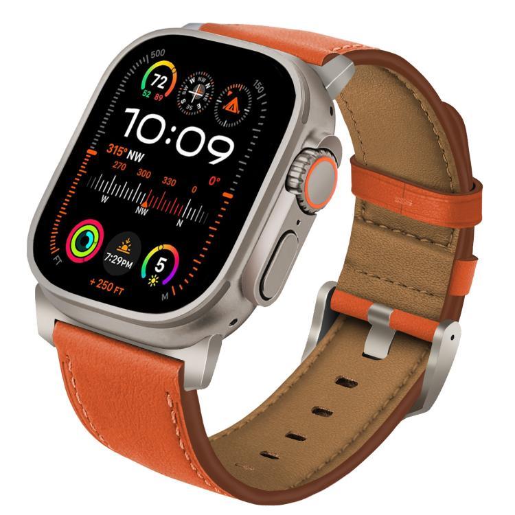 สายรัดนาฬิกาหนังแท้ Nappa หัวเข็มขัดไทเทเนียม สำหรับ Apple Watch 46 มม. / 49 มม. / 45 มม. / 44 มม.