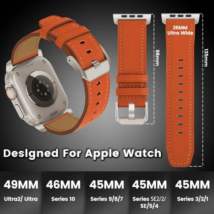 สายรัดนาฬิกาหนังแท้ Nappa หัวเข็มขัดไทเทเนียม สำหรับ Apple Watch 46 มม. / 49 มม. / 45 มม. / 44 มม.