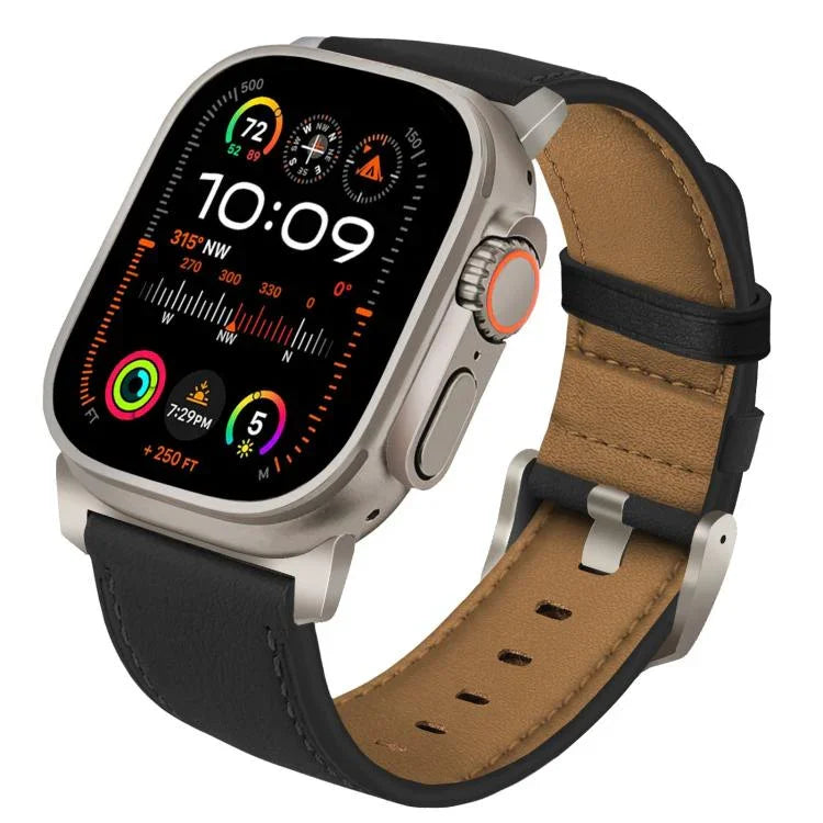 สายรัดนาฬิกาหนังแท้ Nappa หัวเข็มขัดไทเทเนียม สำหรับ Apple Watch 46 มม. / 49 มม. / 45 มม. / 44 มม.