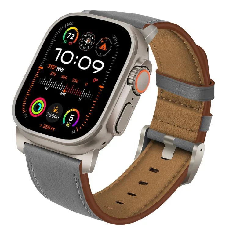 สายรัดนาฬิกาหนังแท้ Nappa หัวเข็มขัดไทเทเนียม สำหรับ Apple Watch 46 มม. / 49 มม. / 45 มม. / 44 มม.