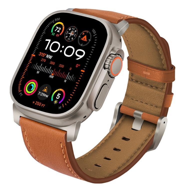สายรัดนาฬิกาหนังแท้ Nappa หัวเข็มขัดไทเทเนียม สำหรับ Apple Watch 46 มม. / 49 มม. / 45 มม. / 44 มม.