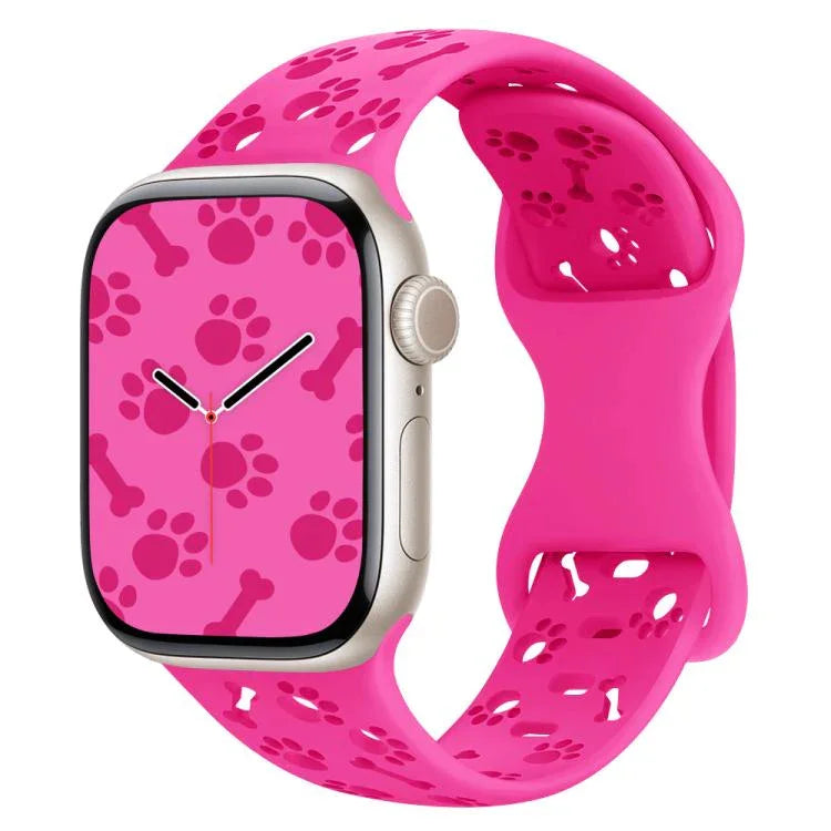 สายรัดนาฬิกาซิลิโคนหัวเข็มขัดผีเสื้อรูปกระดูกอุ้งเท้าสุนัข สำหรับ Apple Watch 46 มม. / 49 มม. / 45 มม. / 44 มม. และ Apple Watch 42 มม. / 41 มม. / 40 มม. / 38 มม.