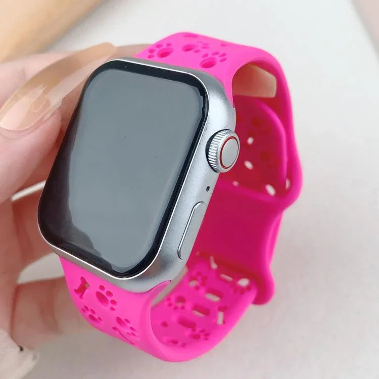 สายรัดนาฬิกาซิลิโคนหัวเข็มขัดผีเสื้อรูปกระดูกอุ้งเท้าสุนัข สำหรับ Apple Watch 46 มม. / 49 มม. / 45 มม. / 44 มม. และ Apple Watch 42 มม. / 41 มม. / 40 มม. / 38 มม.