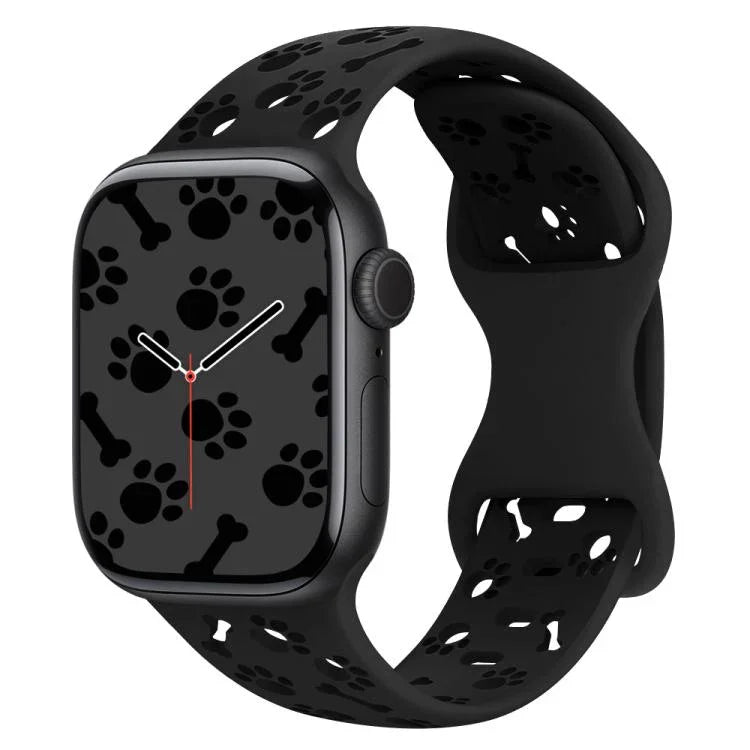 สายรัดนาฬิกาซิลิโคนหัวเข็มขัดผีเสื้อรูปกระดูกอุ้งเท้าสุนัข สำหรับ Apple Watch 46 มม. / 49 มม. / 45 มม. / 44 มม. และ Apple Watch 42 มม. / 41 มม. / 40 มม. / 38 มม.
