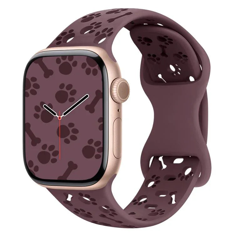 สายรัดนาฬิกาซิลิโคนหัวเข็มขัดผีเสื้อรูปกระดูกอุ้งเท้าสุนัข สำหรับ Apple Watch 46 มม. / 49 มม. / 45 มม. / 44 มม. และ Apple Watch 42 มม. / 41 มม. / 40 มม. / 38 มม.