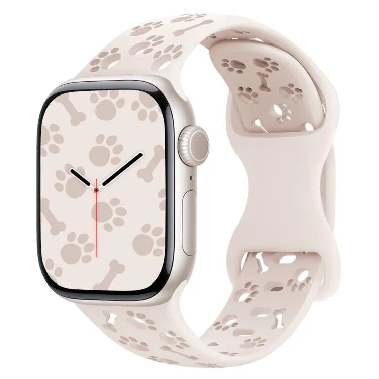 สายรัดนาฬิกาซิลิโคนหัวเข็มขัดผีเสื้อรูปกระดูกอุ้งเท้าสุนัข สำหรับ Apple Watch 46 มม. / 49 มม. / 45 มม. / 44 มม. และ Apple Watch 42 มม. / 41 มม. / 40 มม. / 38 มม.