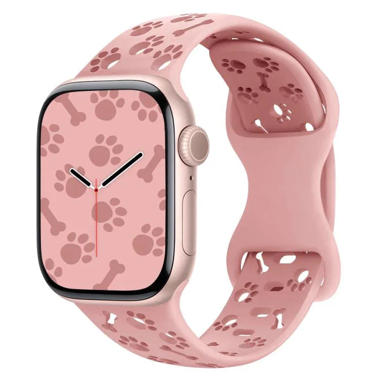 สายรัดนาฬิกาซิลิโคนหัวเข็มขัดผีเสื้อรูปกระดูกอุ้งเท้าสุนัข สำหรับ Apple Watch 46 มม. / 49 มม. / 45 มม. / 44 มม. และ Apple Watch 42 มม. / 41 มม. / 40 มม. / 38 มม.