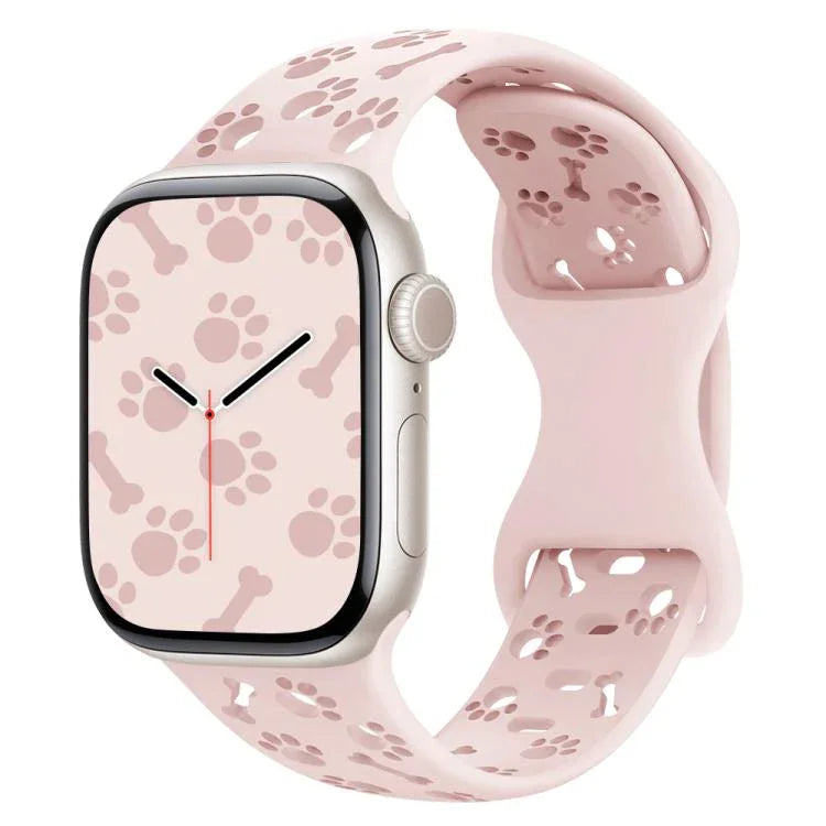 สายรัดนาฬิกาซิลิโคนหัวเข็มขัดผีเสื้อรูปกระดูกอุ้งเท้าสุนัข สำหรับ Apple Watch 46 มม. / 49 มม. / 45 มม. / 44 มม. และ Apple Watch 42 มม. / 41 มม. / 40 มม. / 38 มม.