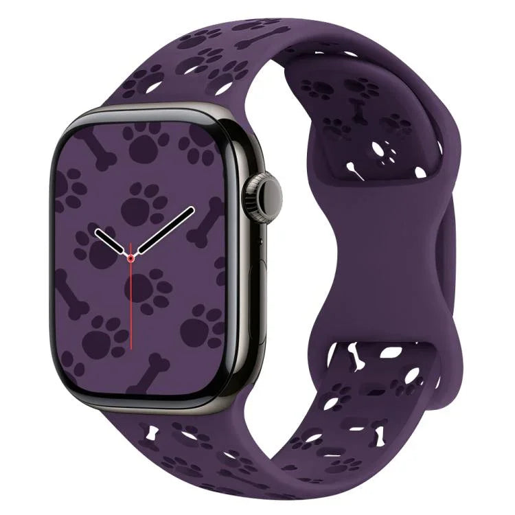 สายรัดนาฬิกาซิลิโคนหัวเข็มขัดผีเสื้อรูปกระดูกอุ้งเท้าสุนัข สำหรับ Apple Watch 46 มม. / 49 มม. / 45 มม. / 44 มม. และ Apple Watch 42 มม. / 41 มม. / 40 มม. / 38 มม.