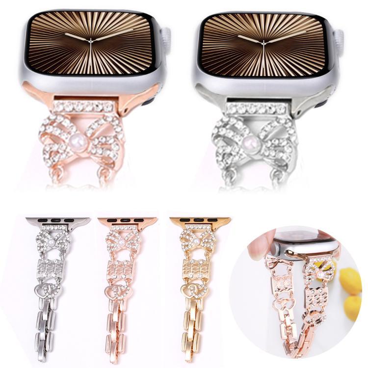 สายรัดนาฬิกาสแตนเลสสตีลหัวเข็มขัดโบว์ สำหรับ Apple Watch 46mm / 49mm / 45mm / 44mm, สำหรับ Apple Watch 42mm / 41mm / 40mm / 38mm