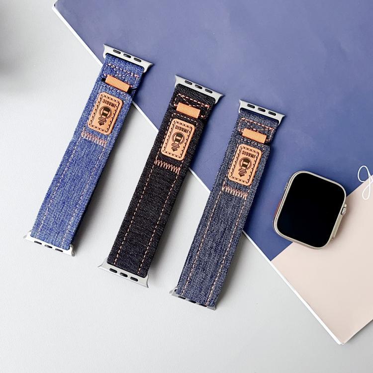 สายรัดนาฬิกาผ้าแคนวาสไนลอนยีนส์แบบตีนตุ๊กแก สำหรับ Apple Watch 46mm / 49mm / 45mm / 44mm, สำหรับ Apple Watch 42mm / 41mm / 40mm / 38mm