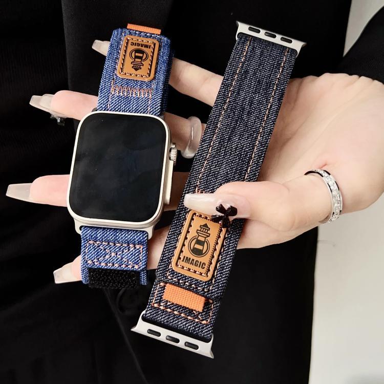 สายรัดนาฬิกาผ้าแคนวาสไนลอนยีนส์แบบตีนตุ๊กแก สำหรับ Apple Watch 46mm / 49mm / 45mm / 44mm, สำหรับ Apple Watch 42mm / 41mm / 40mm / 38mm