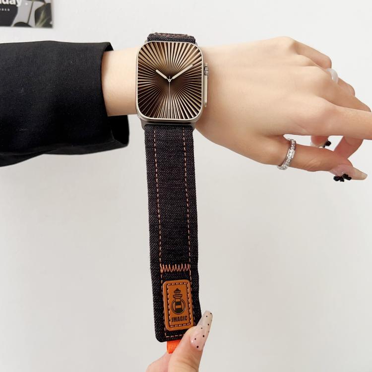 สายรัดนาฬิกาผ้าแคนวาสไนลอนยีนส์แบบตีนตุ๊กแก สำหรับ Apple Watch 46mm / 49mm / 45mm / 44mm, สำหรับ Apple Watch 42mm / 41mm / 40mm / 38mm