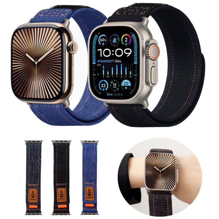 สายรัดนาฬิกาผ้าแคนวาสไนลอนยีนส์แบบตีนตุ๊กแก สำหรับ Apple Watch 46mm / 49mm / 45mm / 44mm, สำหรับ Apple Watch 42mm / 41mm / 40mm / 38mm