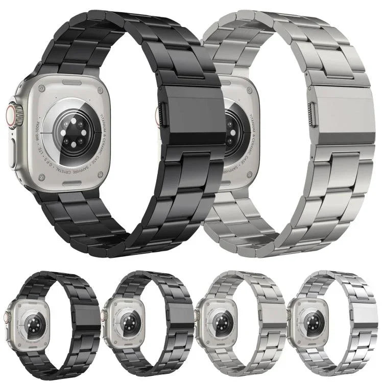 Norman Clasp Three-Link Titanium Alloy Watch Band, For Apple Watch 46mm / 49mm / 45mm / 44mm