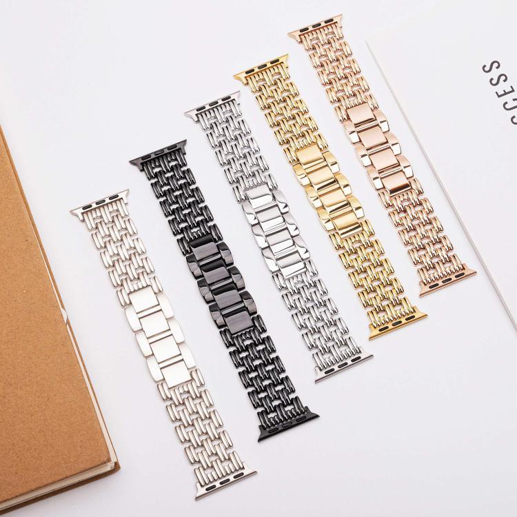 สายรัดนาฬิกาสแตนเลสสตีลลายห้าลูกปัด สำหรับ Apple Watch 46mm / 49mm / 45mm / 44mm, สำหรับ Apple Watch 42mm / 41mm / 40mm / 38mm