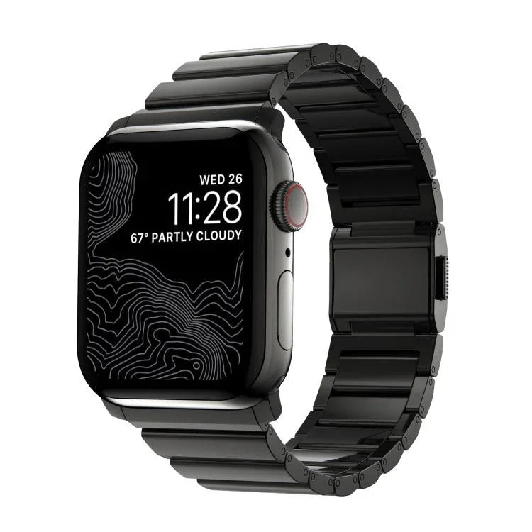 สายรัดนาฬิกาสแตนเลสสตีลแบบหัวเข็มขัดนอร์แมนและลูกปัดเดียว สำหรับ Apple Watch 46mm / 49mm / 45mm / 44mm