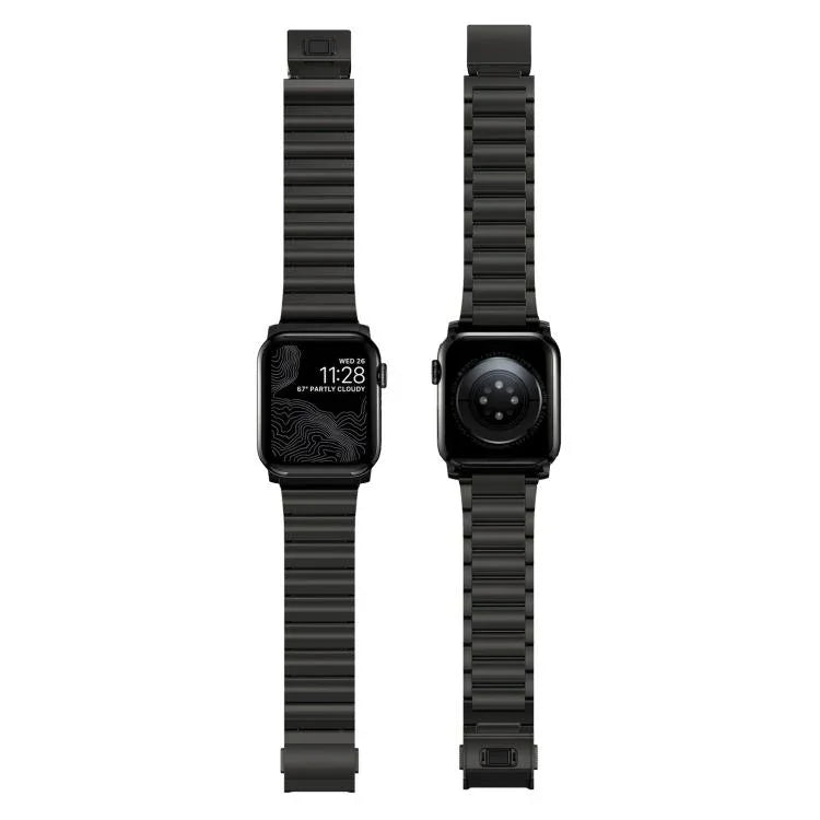 สายรัดนาฬิกาสแตนเลสสตีลแบบหัวเข็มขัดนอร์แมนและลูกปัดเดียว สำหรับ Apple Watch 46mm / 49mm / 45mm / 44mm