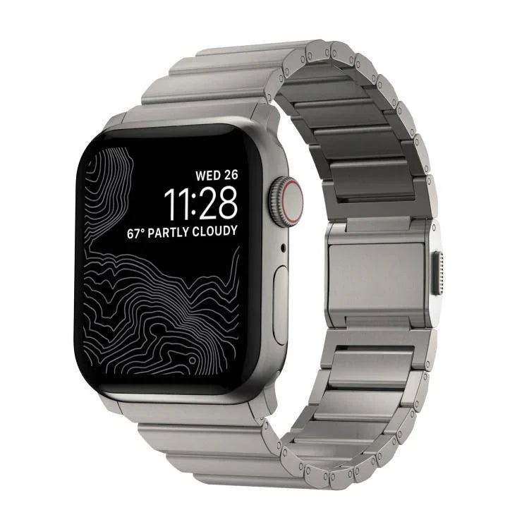 สายรัดนาฬิกาสแตนเลสสตีลแบบหัวเข็มขัดนอร์แมนและลูกปัดเดียว สำหรับ Apple Watch 46mm / 49mm / 45mm / 44mm