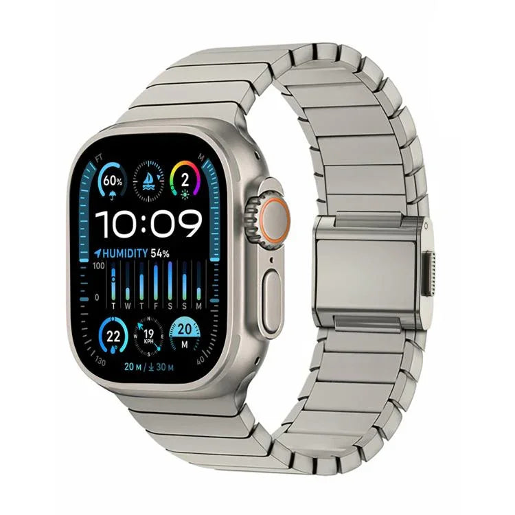 สายรัดนาฬิกาไทเทเนียมแท้หัวเข็มขัดนอร์แมนลายไม้ไผ่ สำหรับ Apple Watch 46mm / 49mm / 45mm / 44mm