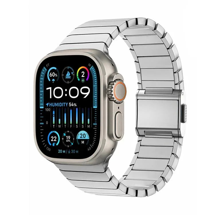 สายรัดนาฬิกาไทเทเนียมแท้หัวเข็มขัดนอร์แมนลายไม้ไผ่ สำหรับ Apple Watch 46mm / 49mm / 45mm / 44mm