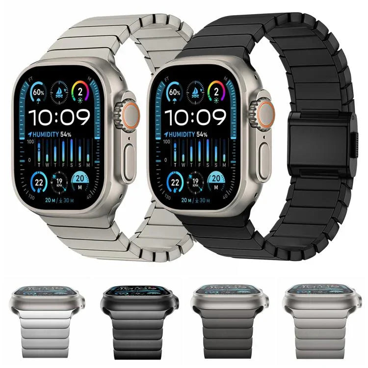 สายรัดนาฬิกาไทเทเนียมแท้หัวเข็มขัดนอร์แมนลายไม้ไผ่ สำหรับ Apple Watch 46mm / 49mm / 45mm / 44mm