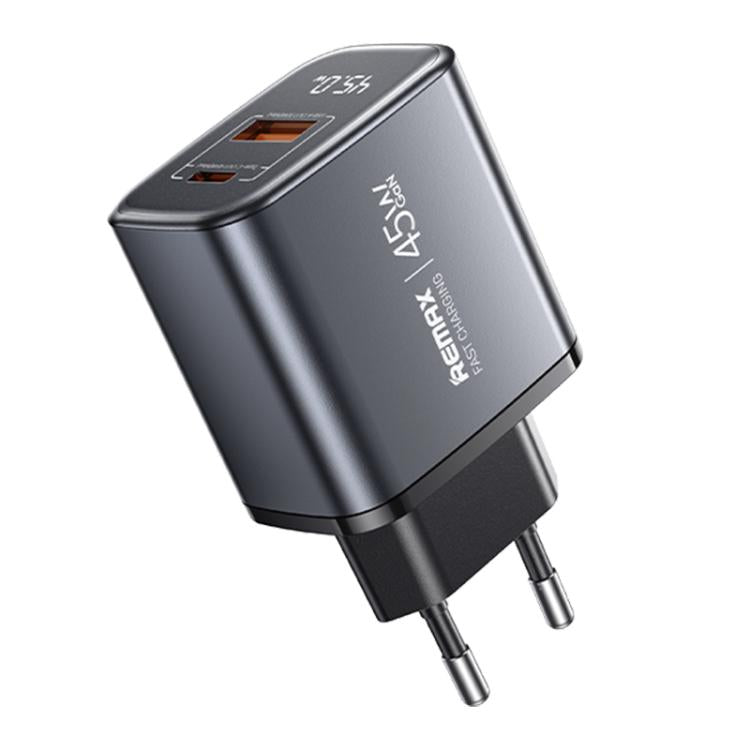 ที่ชาร์จเร็ว REMAX U2-AC 45W USB และ Type-C GaN พร้อมจอดิจิทัล ปลั๊ก EU, ปลั๊ก UK
