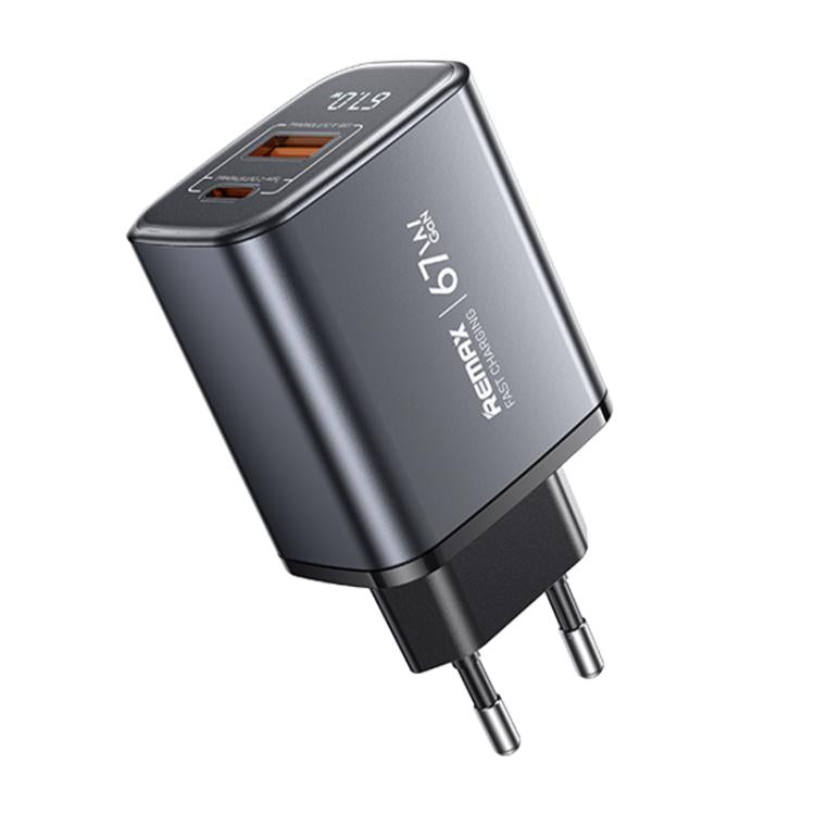 ที่ชาร์จเร็ว REMAX U2-AC 67W USB และ Type-C GaN พร้อมจอดิจิทัล ปลั๊ก EU, ปลั๊ก UK
