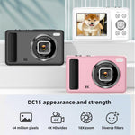 กล้องดิจิตอลซูม 18 เท่า ขนาด 2.4 นิ้ว DC15 ถ่ายวิดีโอ 4K HD ความละเอียด 64MP