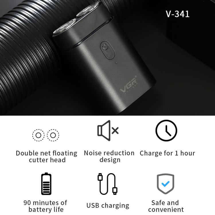 เครื่องโกนหนวดไฟฟ้าพกพา VGR V-341 หัวมีดหมุน 2 ใบ รุ่น V-341