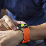 สายซิลิโคนหนังแท้หัวเข็มขัดเงิน สำหรับ Samsung Galaxy Watch 7 / 6 / 5 / 4