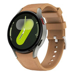 สายซิลิโคนหนังแท้หัวเข็มขัดเงิน สำหรับ Samsung Galaxy Watch 7 / 6 / 5 / 4