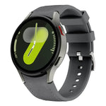 สายซิลิโคนหนังแท้หัวเข็มขัดเงิน สำหรับ Samsung Galaxy Watch 7 / 6 / 5 / 4