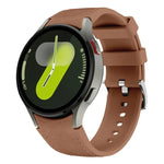 สายซิลิโคนหนังแท้หัวเข็มขัดเงิน สำหรับ Samsung Galaxy Watch 7 / 6 / 5 / 4