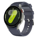 สายซิลิโคนหนังแท้หัวเข็มขัดเงิน สำหรับ Samsung Galaxy Watch 7 / 6 / 5 / 4