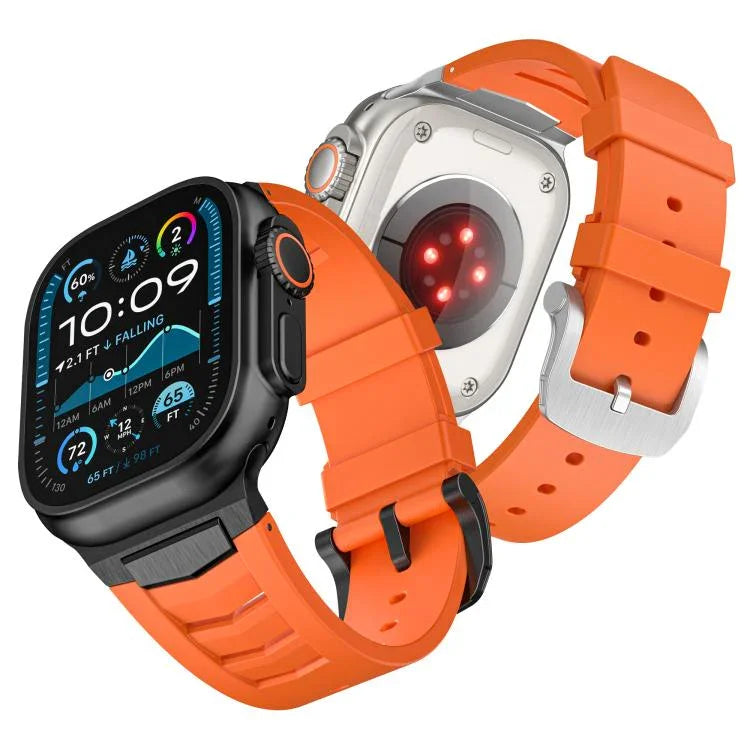 สายรัดนาฬิกายางฟลูออโรแบบหัวเข็มขัดสแตนเลสสตีล สำหรับ Apple Watch Ultra / Ultra 2 49mm