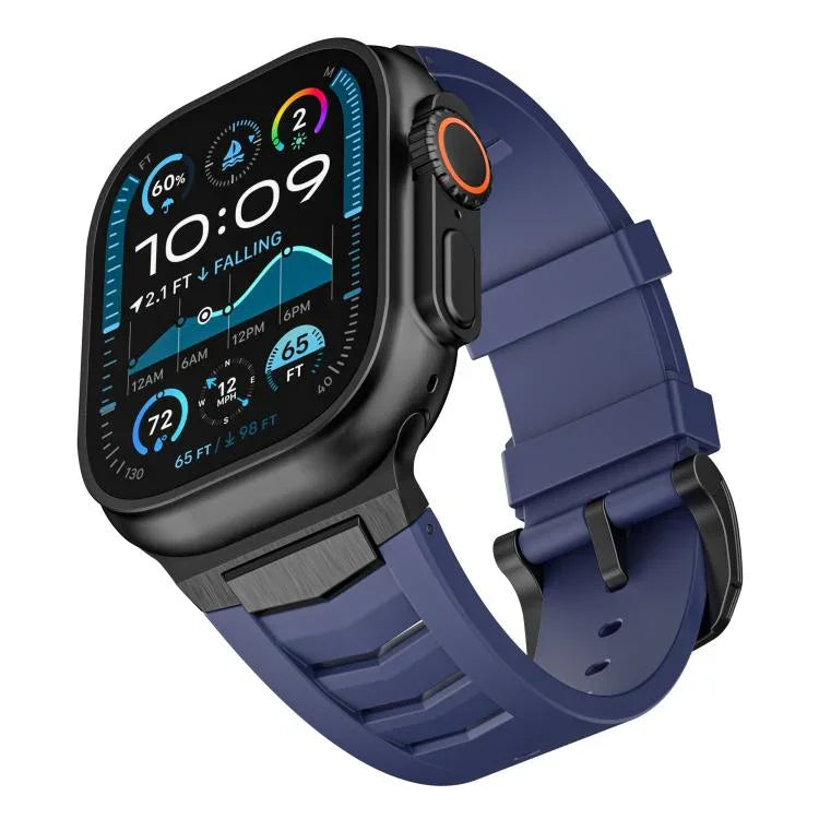 สายรัดนาฬิกายางฟลูออโรแบบหัวเข็มขัดสแตนเลสสตีล สำหรับ Apple Watch Ultra / Ultra 2 49mm