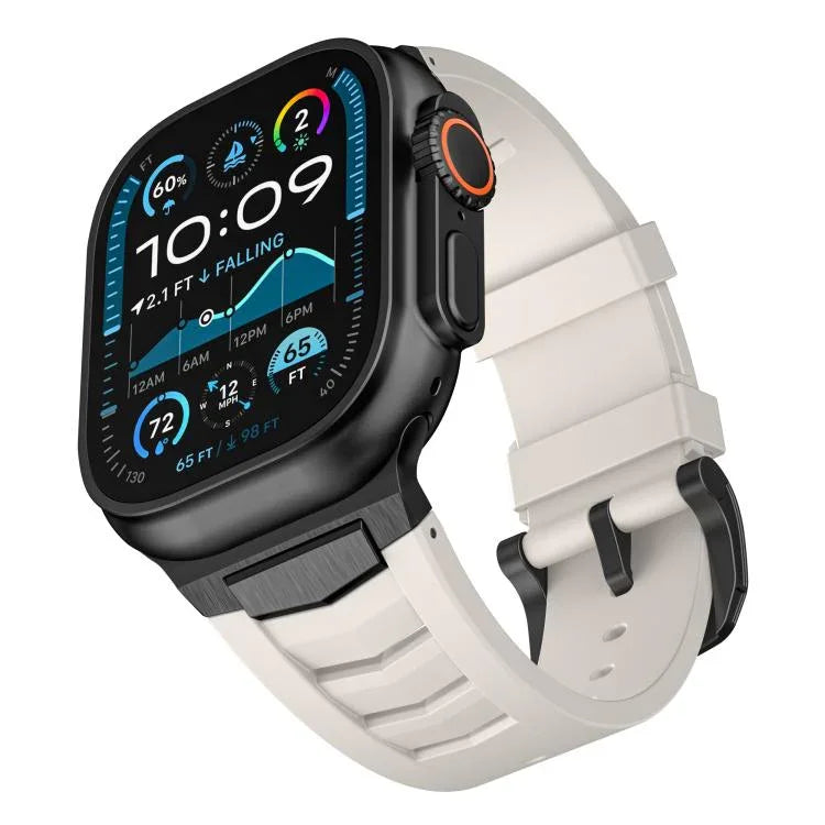 สายรัดนาฬิกายางฟลูออโรแบบหัวเข็มขัดสแตนเลสสตีล สำหรับ Apple Watch Ultra / Ultra 2 49mm