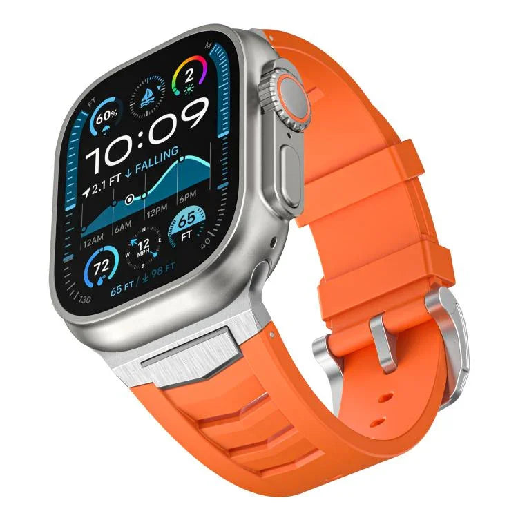 สายรัดนาฬิกายางฟลูออโรแบบหัวเข็มขัดสแตนเลสสตีล สำหรับ Apple Watch Ultra / Ultra 2 49mm
