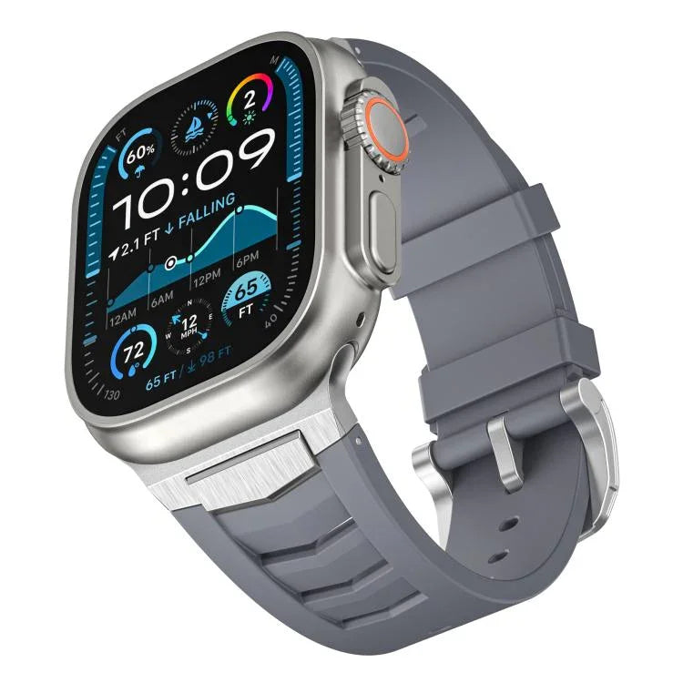 สายรัดนาฬิกายางฟลูออโรแบบหัวเข็มขัดสแตนเลสสตีล สำหรับ Apple Watch Ultra / Ultra 2 49mm