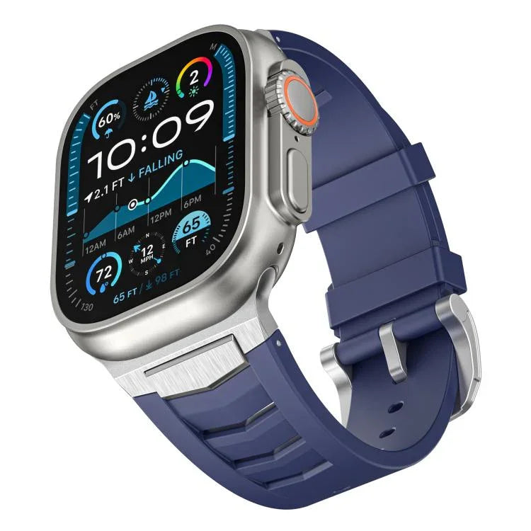 สายรัดนาฬิกายางฟลูออโรแบบหัวเข็มขัดสแตนเลสสตีล สำหรับ Apple Watch Ultra / Ultra 2 49mm