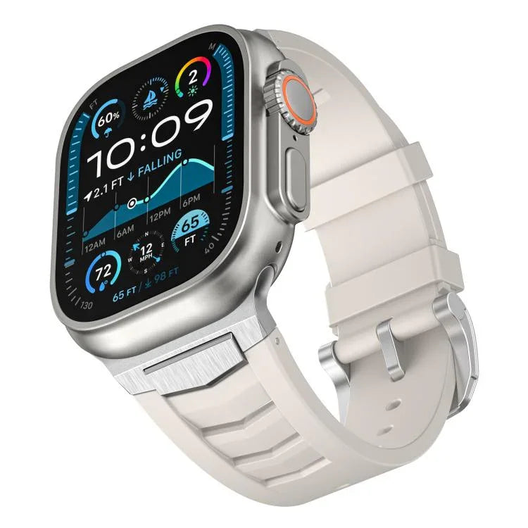 สายรัดนาฬิกายางฟลูออโรแบบหัวเข็มขัดสแตนเลสสตีล สำหรับ Apple Watch Ultra / Ultra 2 49mm