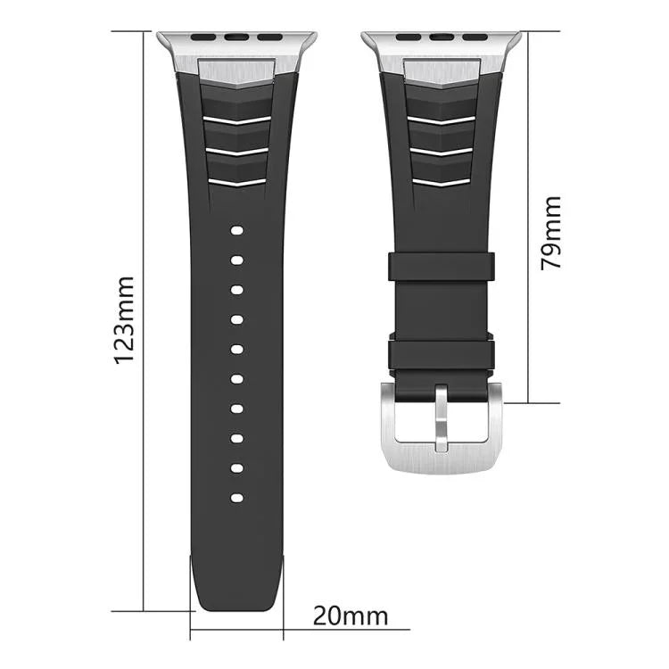 สายรัดนาฬิกายางฟลูออโรแบบหัวเข็มขัดสแตนเลสสตีล สำหรับ Apple Watch Ultra / Ultra 2 49mm