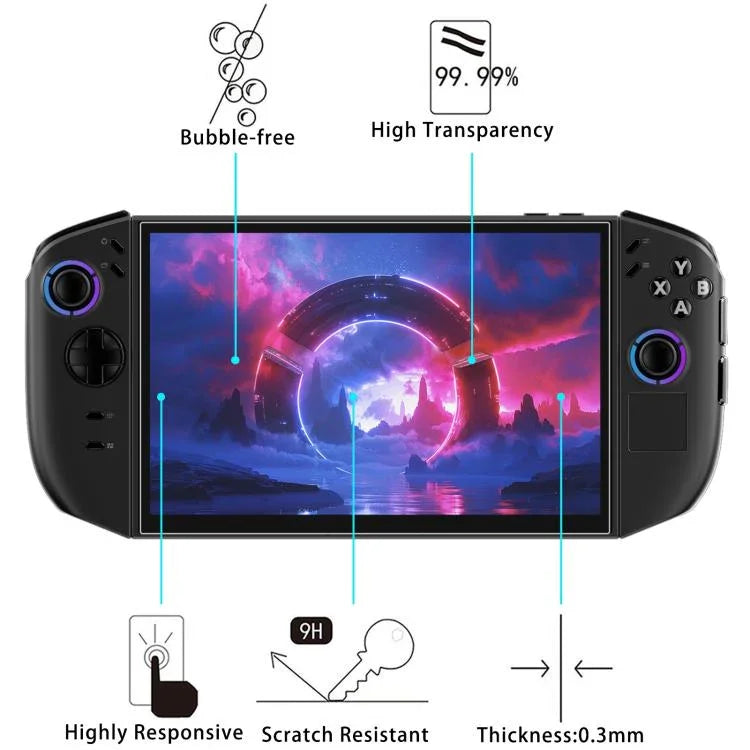 ฟิล์มกระจกนิรภัยกันระเบิด 9H 0.3mm 2 ชิ้น สำหรับ Lenovo Legion Go 2 / Y700 Gen5 8.8 นิ้ว, สำหรับ Lenovo Legion Go S 8.0 นิ้ว