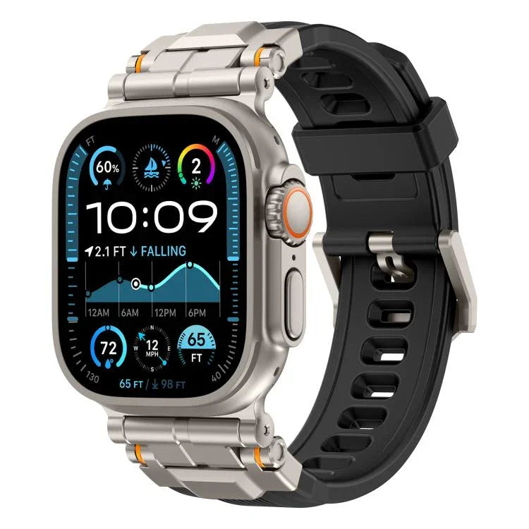 สายรัดนาฬิกาซิลิโคนข้อต่อโลหะผสม สำหรับ Apple Watch 46 มม. / 49 มม. / 45 มม. / 44 มม.