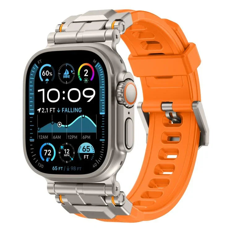 สายรัดนาฬิกาซิลิโคนข้อต่อโลหะผสม สำหรับ Apple Watch 46 มม. / 49 มม. / 45 มม. / 44 มม.