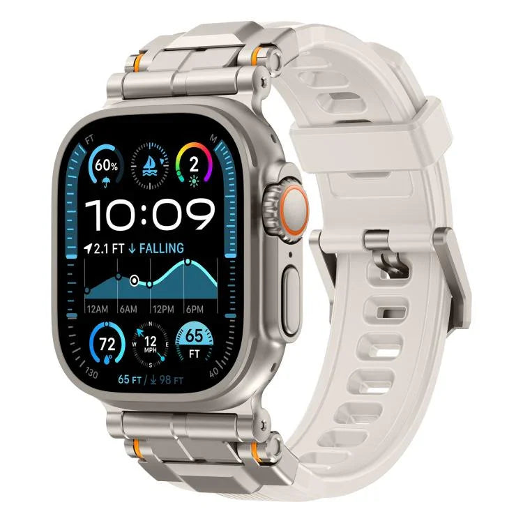 สายรัดนาฬิกาซิลิโคนข้อต่อโลหะผสม สำหรับ Apple Watch 46 มม. / 49 มม. / 45 มม. / 44 มม.