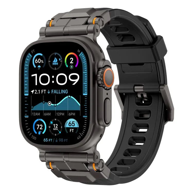 สายรัดนาฬิกาซิลิโคนข้อต่อโลหะผสม สำหรับ Apple Watch 46 มม. / 49 มม. / 45 มม. / 44 มม.