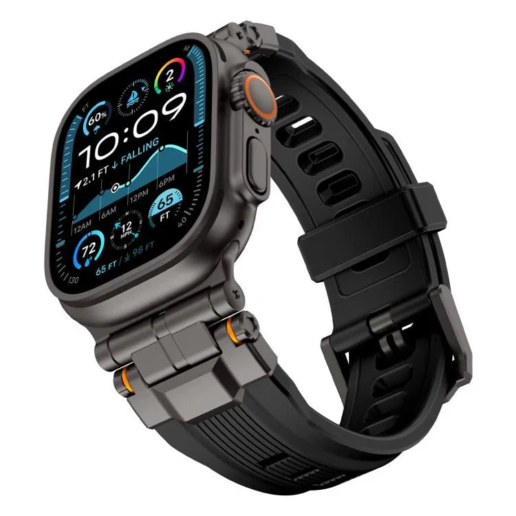 สายรัดนาฬิกาซิลิโคนข้อต่อโลหะผสม สำหรับ Apple Watch 46 มม. / 49 มม. / 45 มม. / 44 มม.